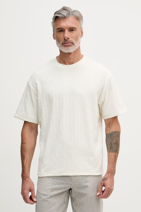 Calvin Klein Jeans T-shirt męski bawełniany beżowy LV04RG212G