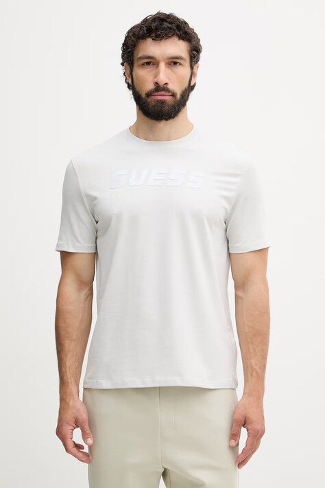Guess T-shirt męski z bawełną BRUCE szary Z6YI26 K5090