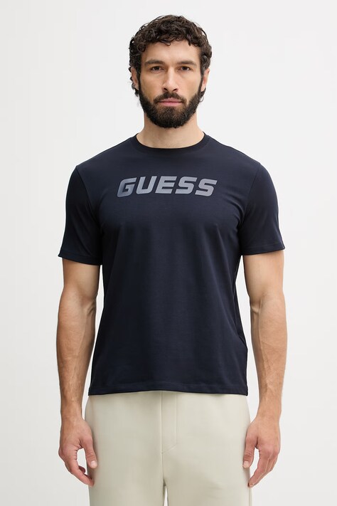 Guess T-shirt męski z bawełną BRUCE granatowy Z6YI26 K5090