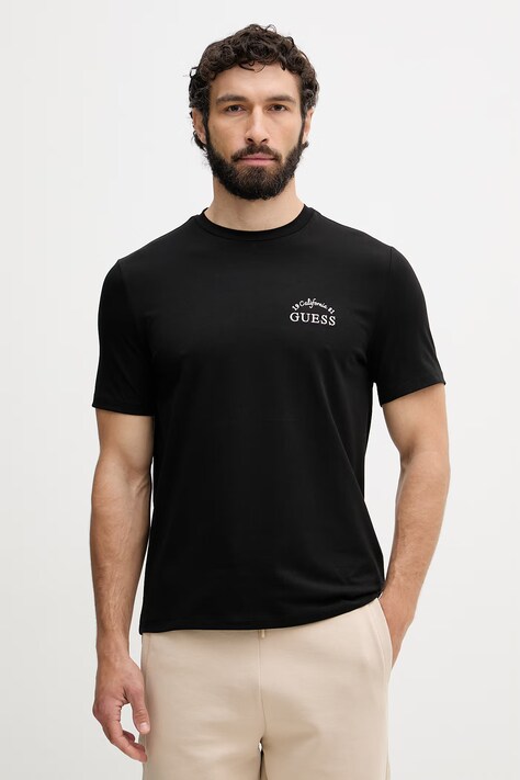 Guess T-shirt męski z bawełną STAN czarny Z6YI24 K5077