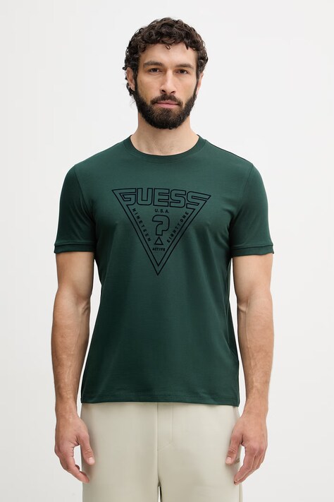 Guess T-shirt męski bawełniany MIKEN zielony Z6YI20 K5016