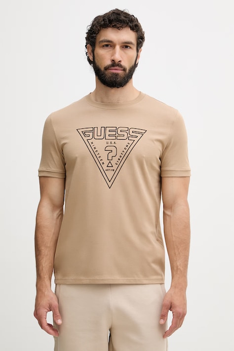 Guess tričko pánské bavlněné MIKEN hnědé Z6YI20 K5016