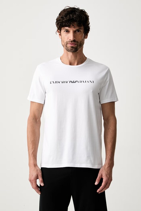 Emporio Armani Underwear lounge tričko pánske bavlnené s elastanom biele EM000377.AF25030