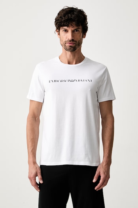Emporio Armani Underwear T-shirt lounge męski bawełniany z elastanem biały EM000377.AF25030