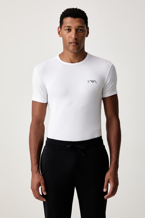 Emporio Armani Underwear T-shirt lounge męski bawełniany z elastanem biały EM001849.AF25018