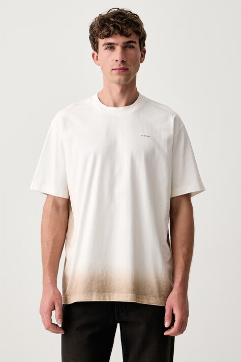 G-Star T-shirt ανδρικό βαμβακερό Sprayed relaxed μπεζ D28888-E385
