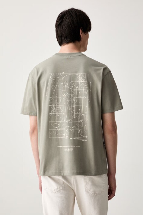 G-Star t-shirt ανδρικό βαμβακερό Back gr relaxed πράσινο D28884-E385
