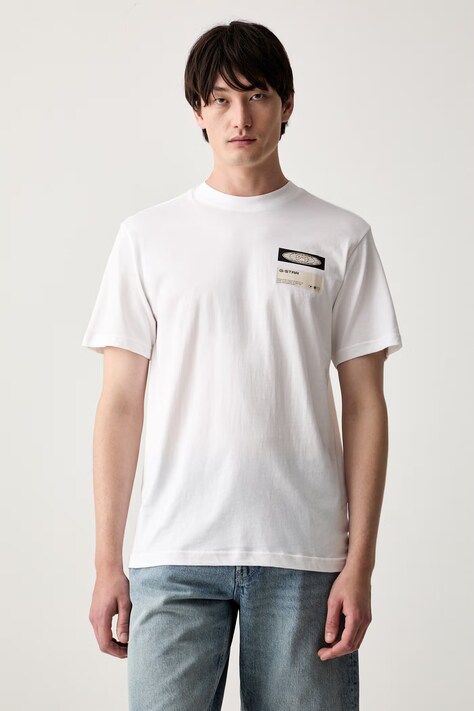 G-Star t-shirt ανδρικό βαμβακερό Box globe gr λευκό D28922-D975