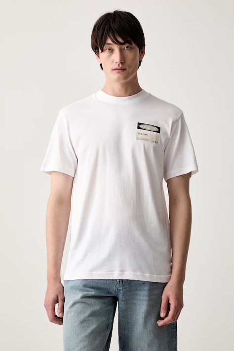 G-Star t-shirt ανδρικό βαμβακερό Box globe gr λευκό D28922-D975