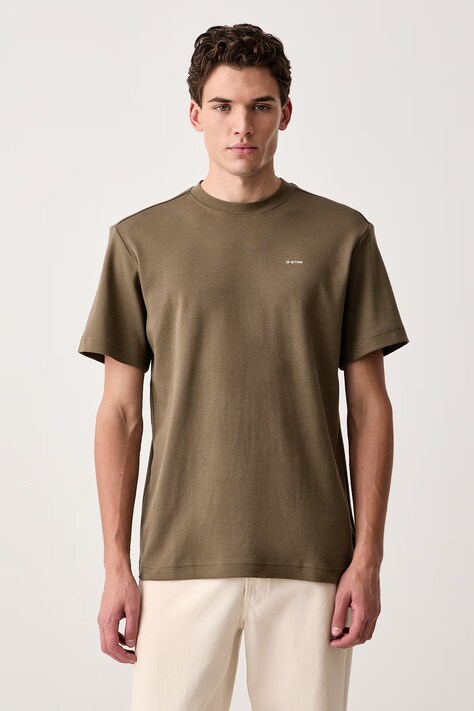 G-Star T-shirt męski bawełniany True regular zielony D28609-C812