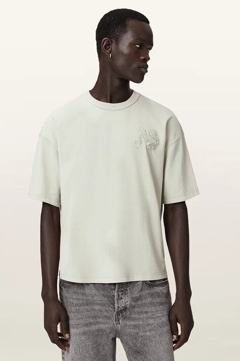 AllSaints T-shirt męski bawełniany INSIGNIA zielony M092PE