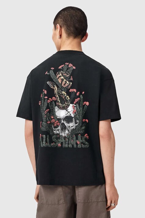 AllSaints T-shirt oversize męski bawełniany CACTI czarny M044PE