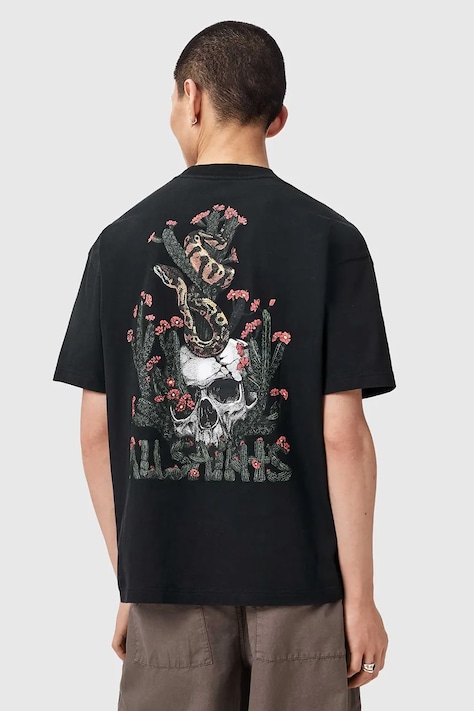 AllSaints Oversize t-shirt ανδρικό βαμβακερό CACTI μαύρο M044PE
