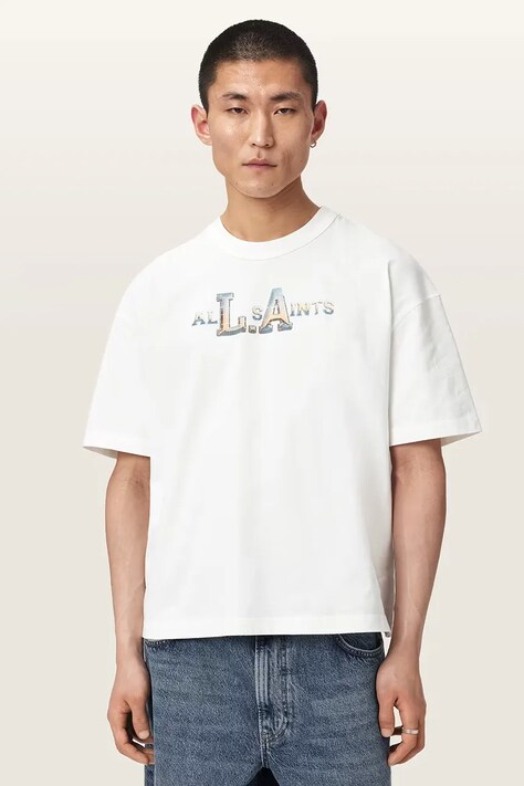 AllSaints T-shirt męski bawełniany ANGELINO biały M041PE