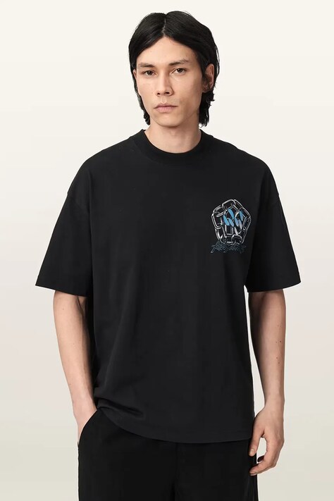AllSaints футболка basic для мужчин с добавлением льна AFFIX чёрная M040PE