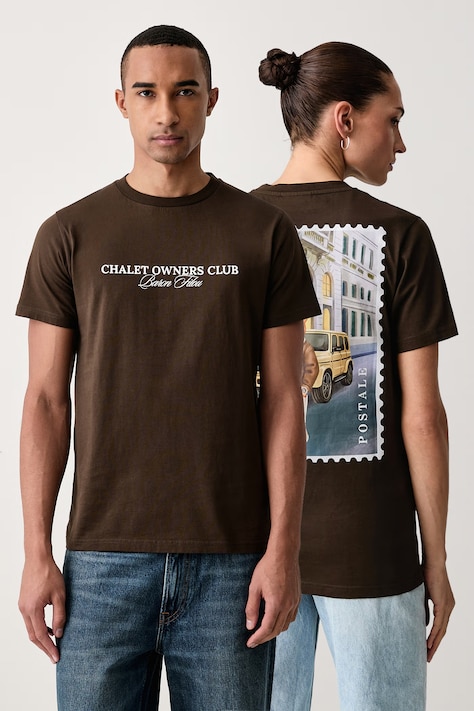 Baron Filou T-shirt bawełniany brązowy 000016993