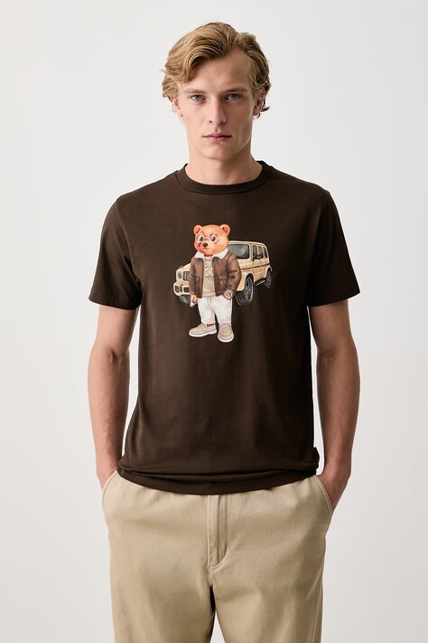 Baron Filou T-shirt bawełniany brązowy 000016777