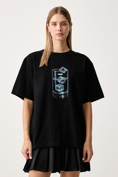Rains T-shirt bawełniany Classic T-shirt Cubes czarny 41550