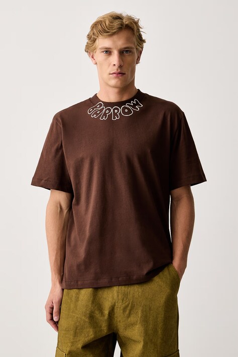 Barrow T-shirt bawełniany brązowy F6BWUATH048