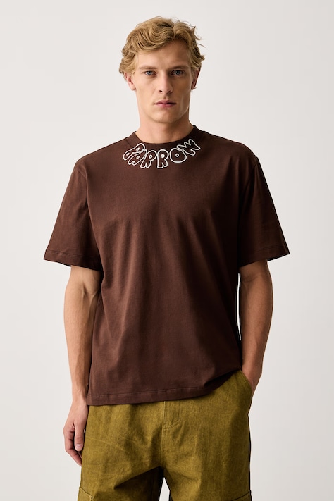 Barrow T-shirt bawełniany brązowy F6BWUATH048