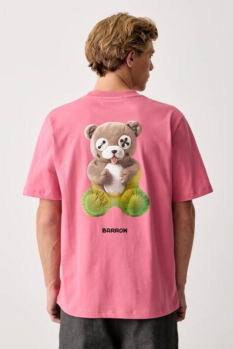 Barrow T-shirt bawełniany różowy F6BWUATH042