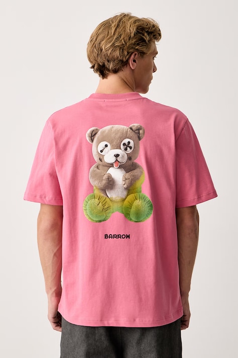 Barrow T-shirt bawełniany różowy F6BWUATH042