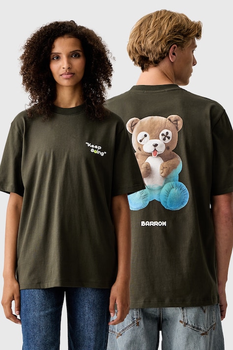 Barrow T-shirt bawełniany zielony F6BWUATH042