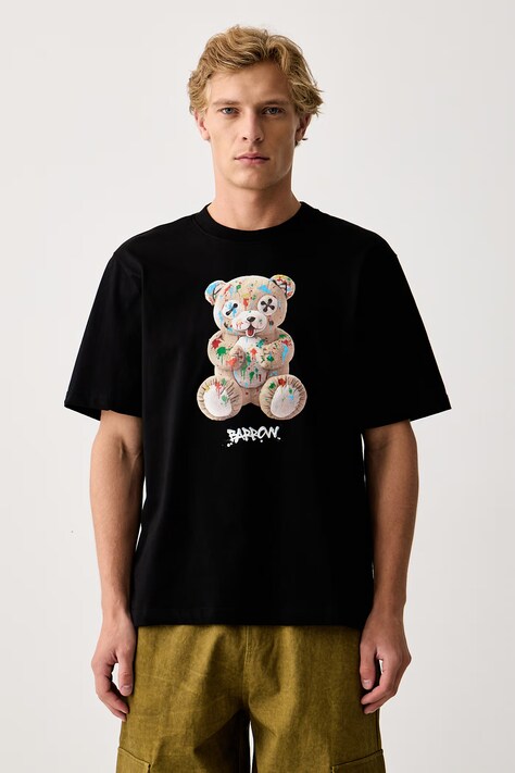 Barrow T-shirt bawełniany czarny F6BWUATH041