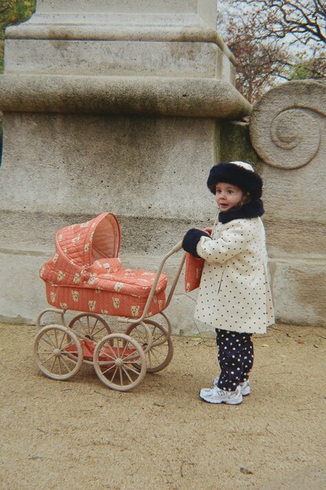 Konges Sløjd Wózek dla lalek dziecięcy bawełniany MINNIE DOLL PRAM pomarańczowy KS106167