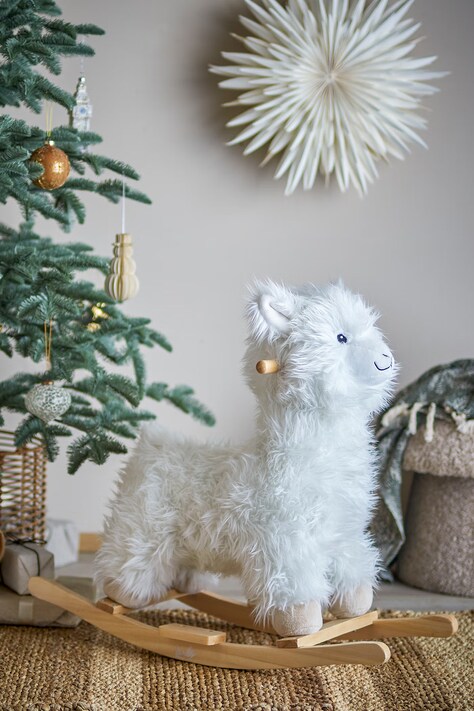 Bloomingville MINI Koń na biegunach dziecięcy Kinto Rocking Toy, Lama biały 82046235