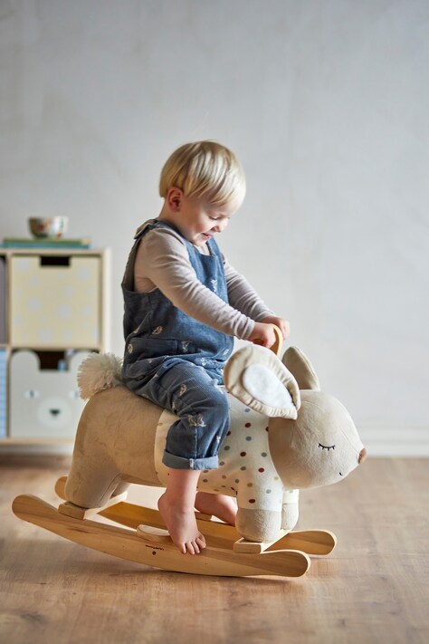 Bloomingville MINI Koń na biegunach dziecięcy Villja Rocking Toy, Rabbit beżowy 82063160