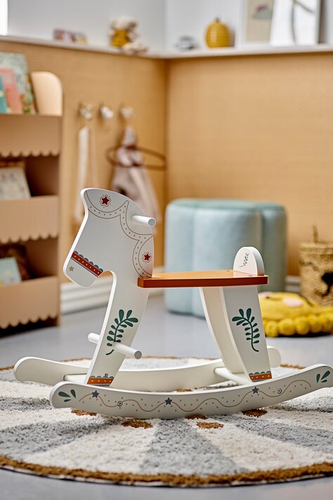 Bloomingville MINI Koń na biegunach dziecięcy Ruddy Rocking Toy biały 82062080