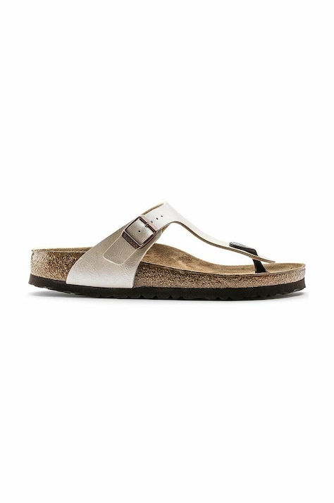 Birkenstock slapi Gizeh femei, culoarea bej, cu toc plat, 943871