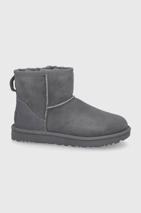 UGG cizme de zăpadă din piele întoarsă Classic Mini II femei, culoarea: gri, cu toc plat, model căptușit 1016222.GRY