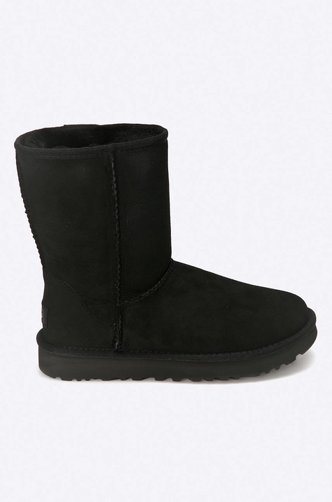 Cipele UGG Classic Short II za žene, boja: crna, ravna potpetica, s toplom podstavom, 1016223.BLK