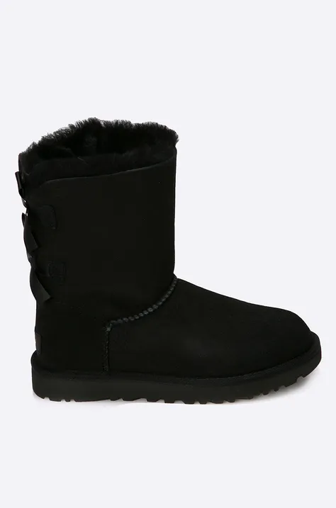 Cipele UGG Bailey Bow II za žene, boja: crna, ravna potpetica, s toplom podstavom, 1016225.BLK