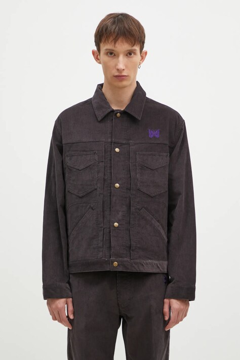Вельветова куртка Needles Penny Jean Jacket колір фіолетовий перехідна PU216