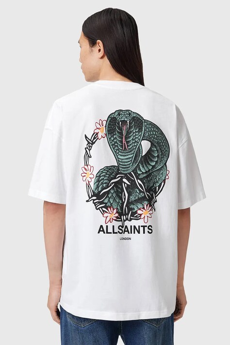 AllSaints t-shirt bawełniany męski kolor biały z nadrukiem M032PD