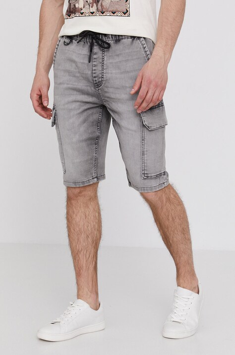 Szorty męskie z dzianinowego denimu szare