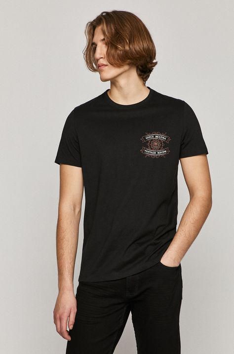 T-shirt męski z bawełny organicznej czarny