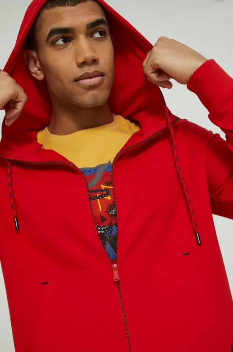 Bluza bawełniana męska z kapturem czerwona