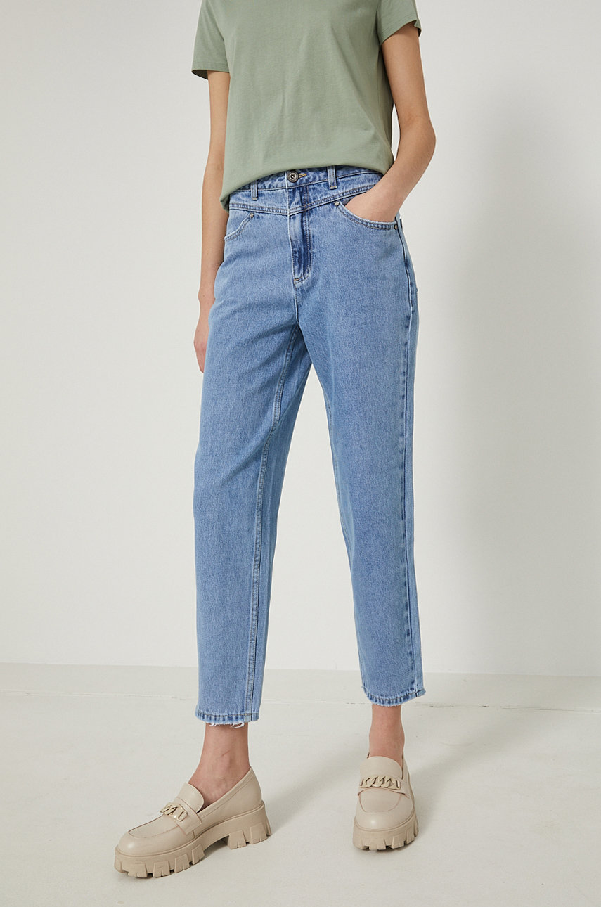 Jeansy damskie mom fit niebieskie