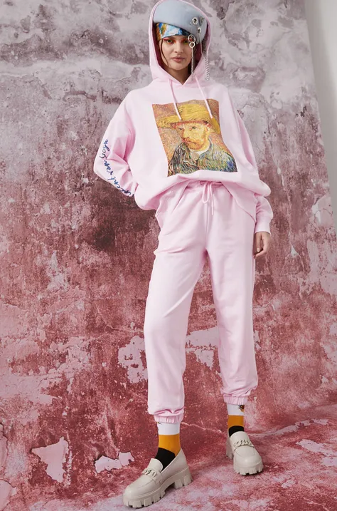 Spodnie dresowe damskie Eviva L'arte różowe