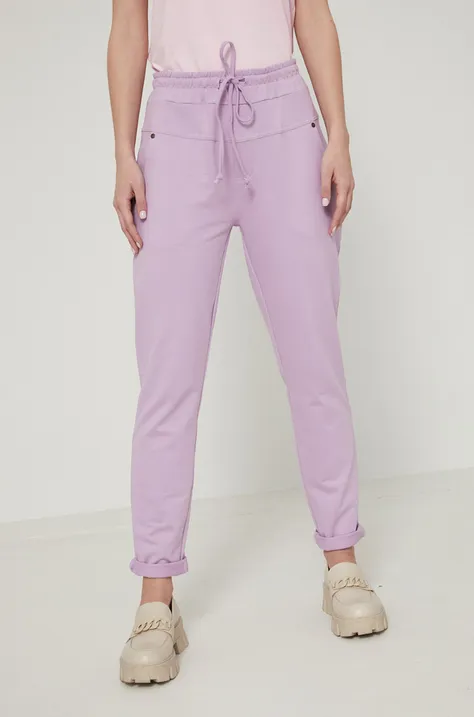 Spodnie dresowe damskie gładkie fioletowe