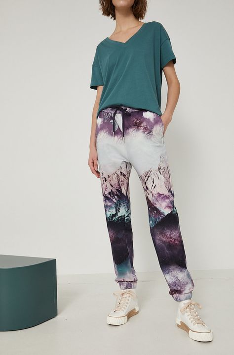 Spodnie dresowe damskie wzorzyste multicolor