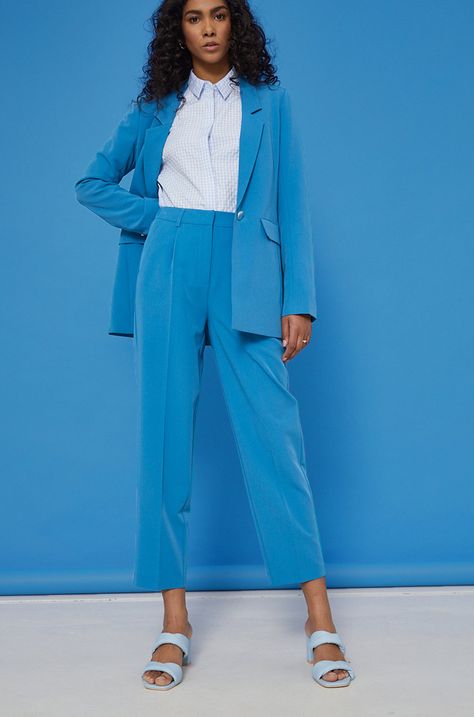 Spodnie damskie proste niebieskie