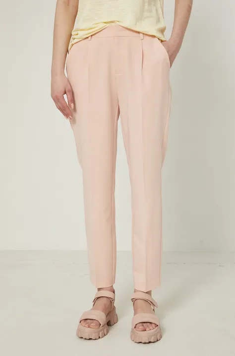 Spodnie damskie proste high waist różowe