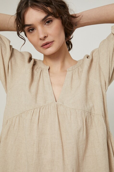 Льняное платье Medicine цвет бежевый mini oversize