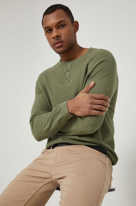 Sweter bawełniany męski zielony