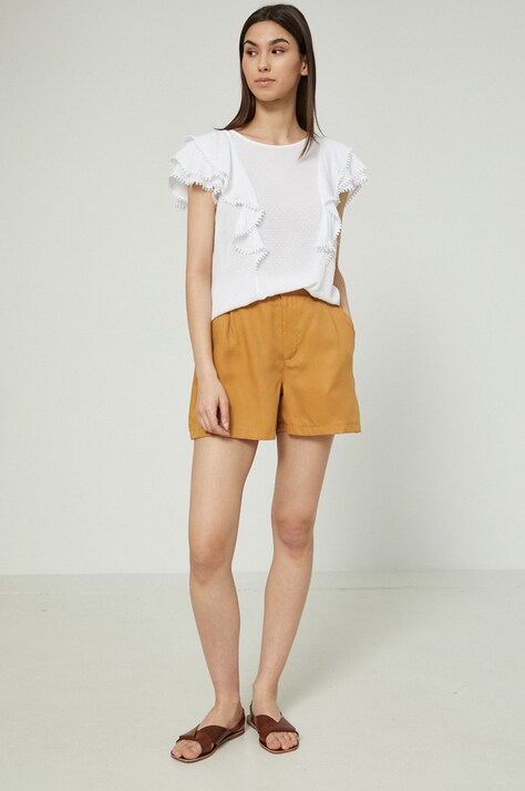 Szorty damskie gładkie high waist żółte